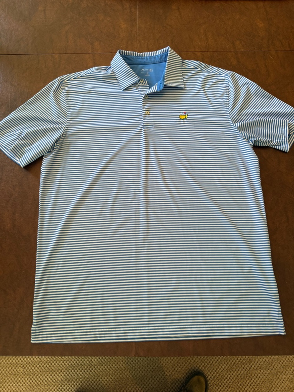 Masters Light Blue & White Striped Polo